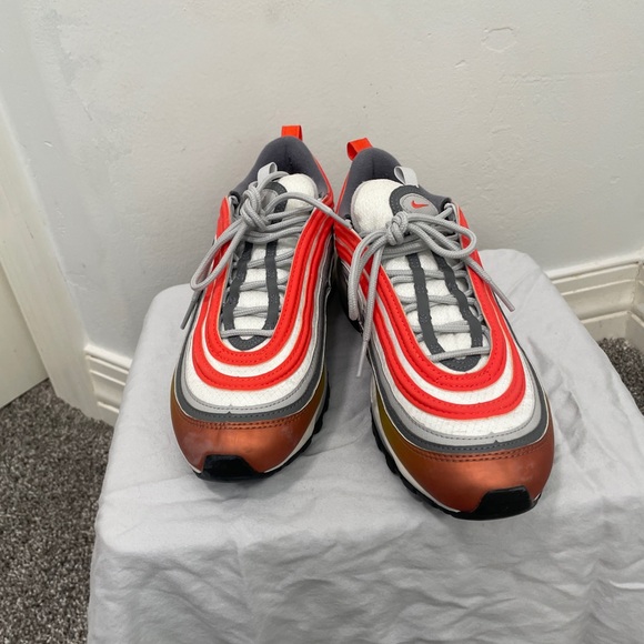 Nike Air Max 97 Gray and Orange Sneakers - Picture 4 of 5
